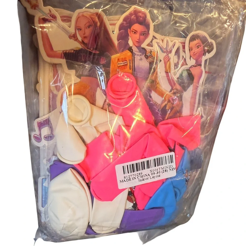 K-Pop Demon Hunter Birthday Party Decorations Supplies Pink Blue Decor 2 Sets